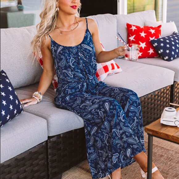 Aakaa ARUBA BABY PAISLEY JUMPSUIT in "ocean blue" - Picture 1 of 9